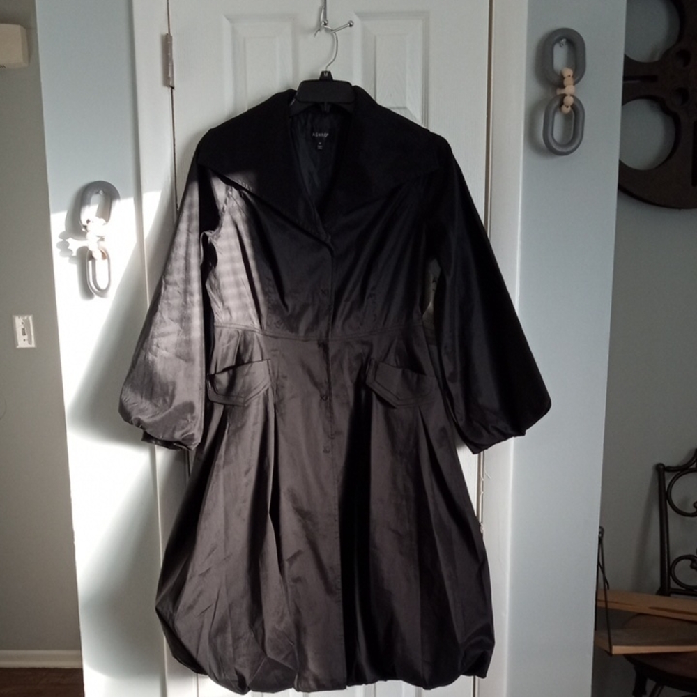 New ASHRO Black Stylish Trench Coat Jacket